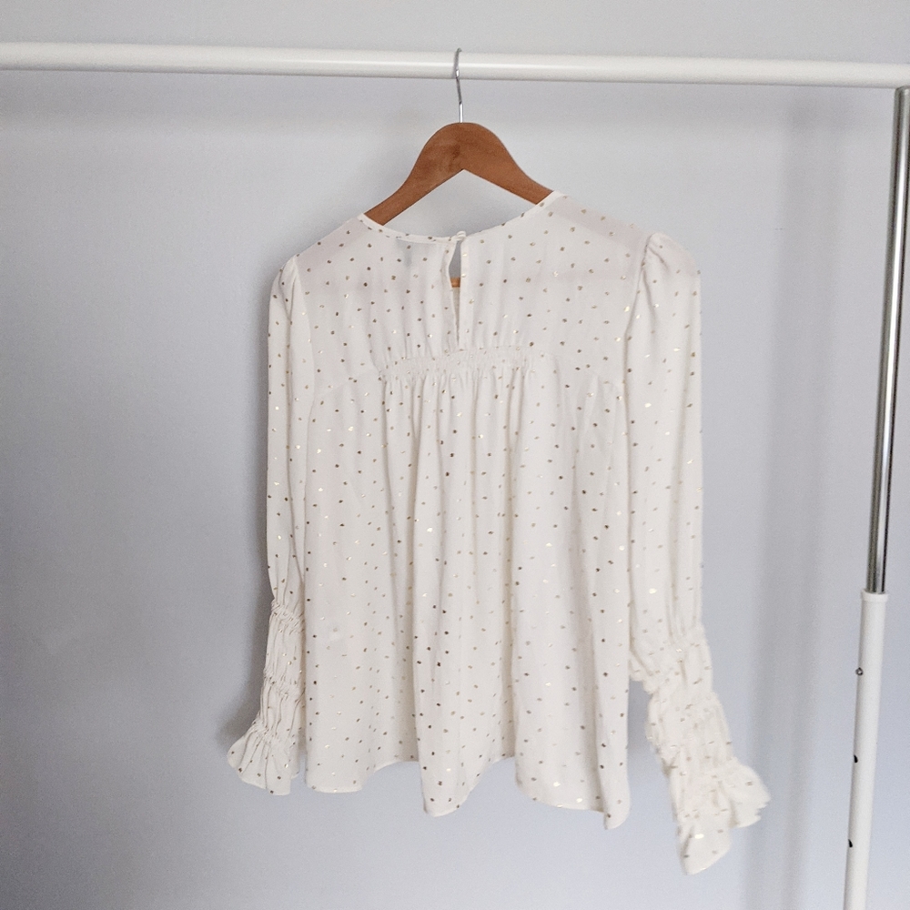 Current Air Smocked Gold Polka Dot Blouse - Picture 9 of 9